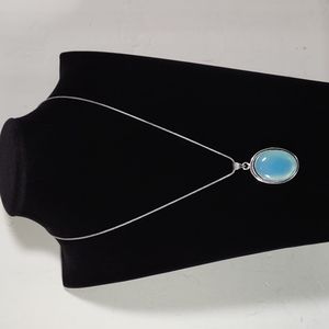 Blue Onyx/German Silver Necklace
